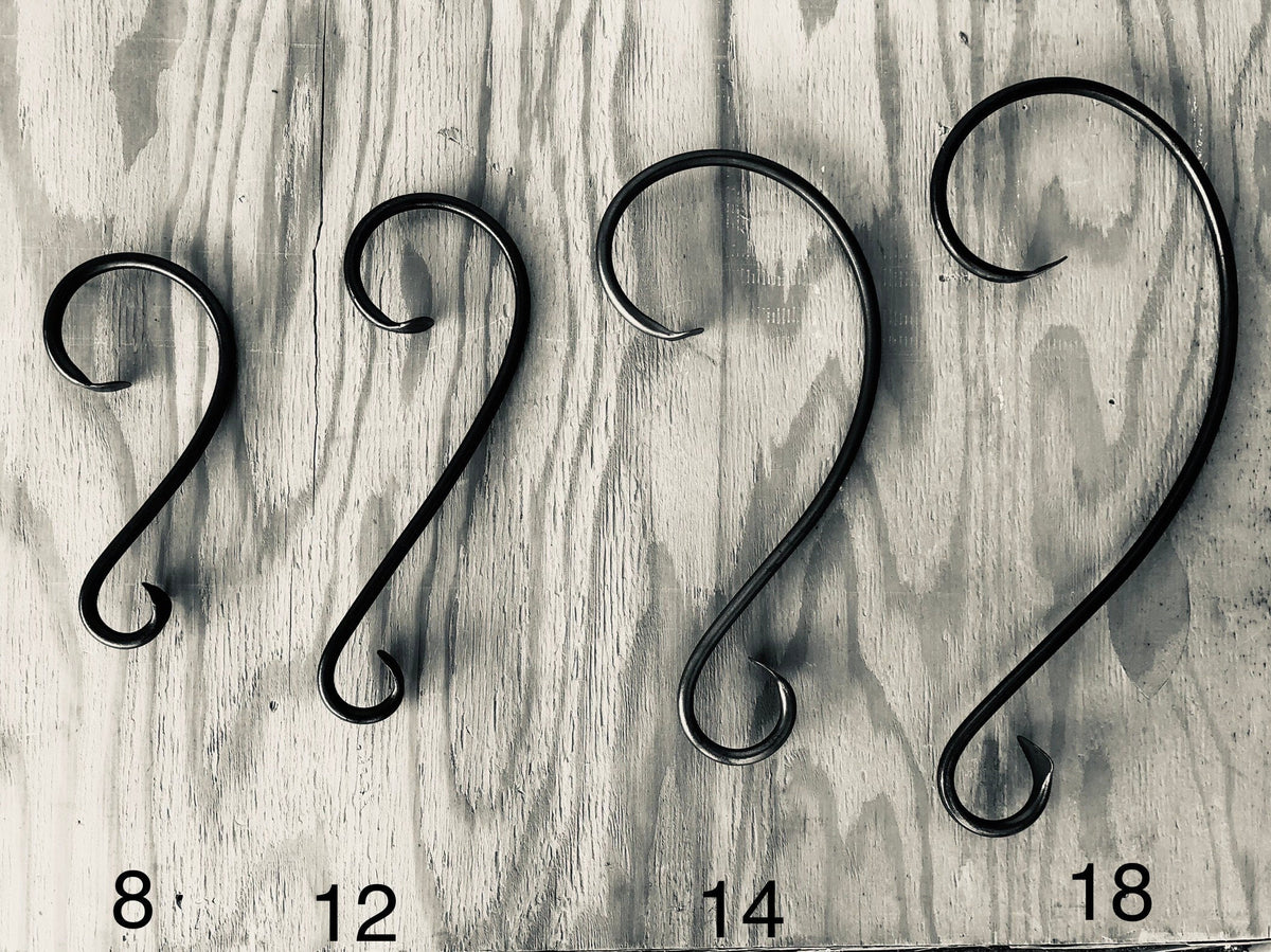 8" and 12" Christmas Family Stocking Holder Set - Black Iron Mantel Hanger, Rustic Farmhouse Style