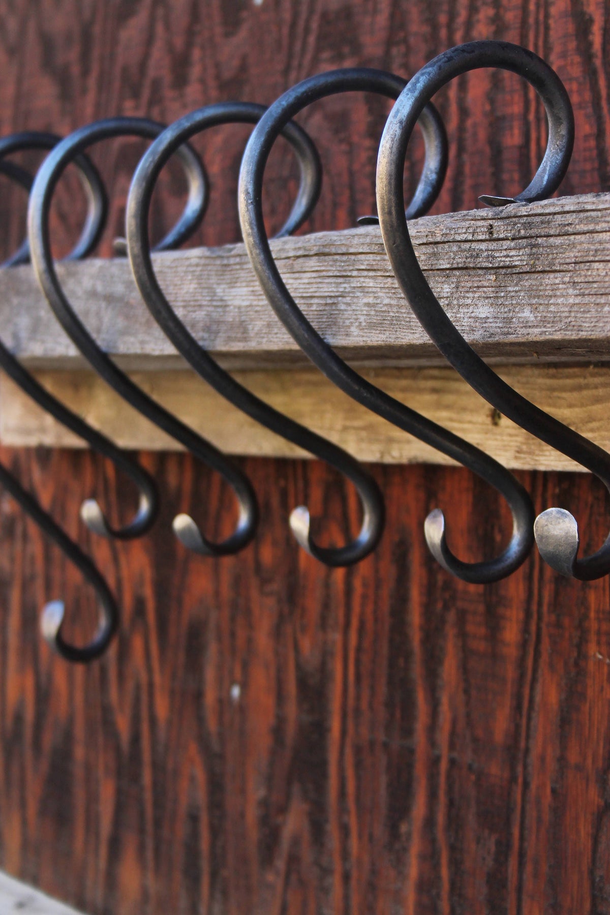 12" Christmas Stocking Hanger - Black Iron Mantle Hanger, Rustic Farmhouse Style
