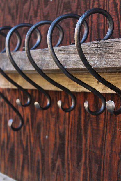 12" Christmas Stocking Hanger - Black Iron Mantle Hanger, Rustic Farmhouse Style