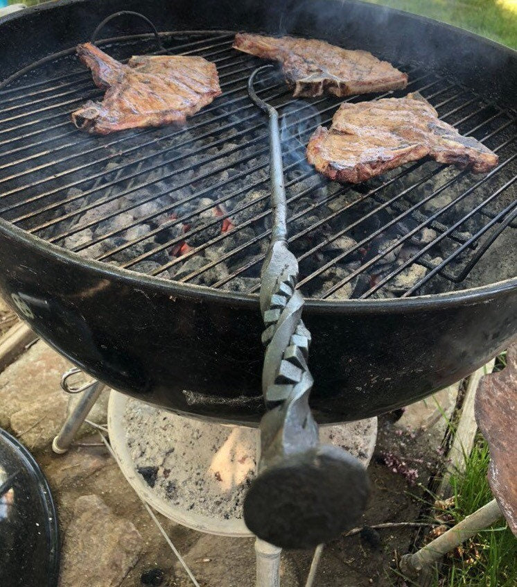 Meat Flipper BBQ Steak Hook Turner Pigtail - Smoker -Flipper - Barbecue BBQ - Pigtail Turner - Handmade In USA