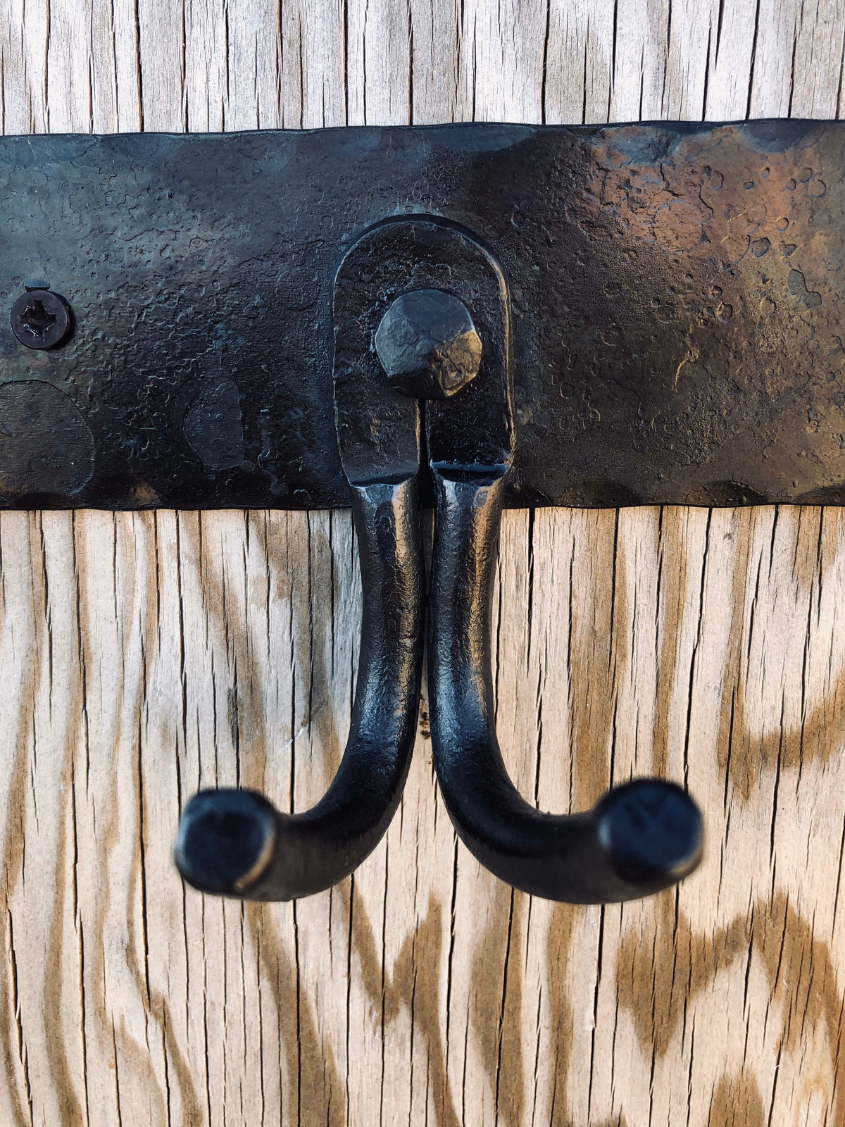 Metal Rack Hand Forged - Fireplace Tool Hanger - Kitchen  - Hooks - Hand Forged - Wall Mounted Hooks - Handmade In USA