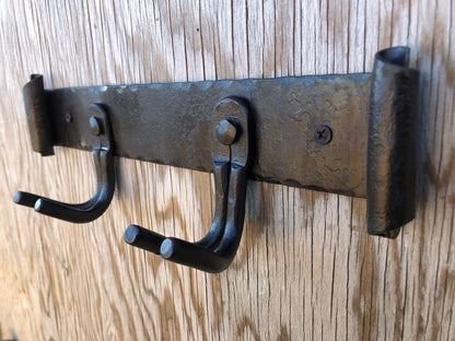 Metal Rack Hand Forged - Fireplace Tool Hanger - Kitchen  - Hooks - Hand Forged - Wall Mounted Hooks - Handmade In USA