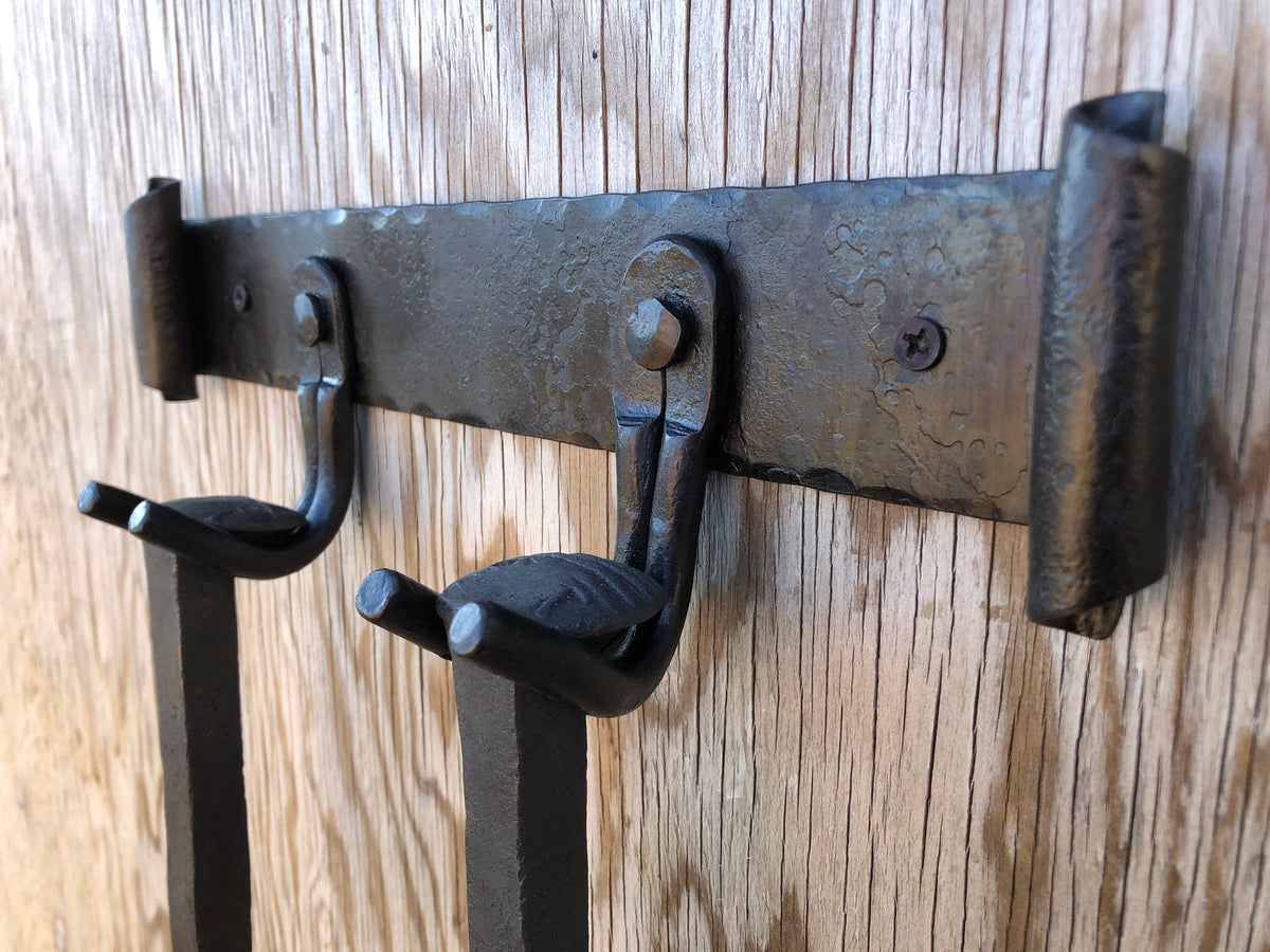 Fireplace Tool Set Shovel, Poker, Rack Iron - Wall Mounted - 3 Piece - Rack, Shovel and Poker - Handmade In USA