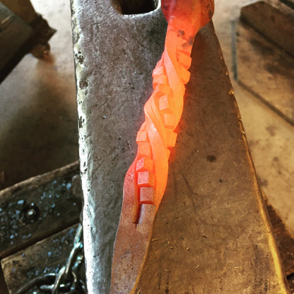 Fire Poker Hand Forged Iron Fire Pit Tool - Blacksmith -Railroad Spike Handle  - Bonfire - Handmade In USA