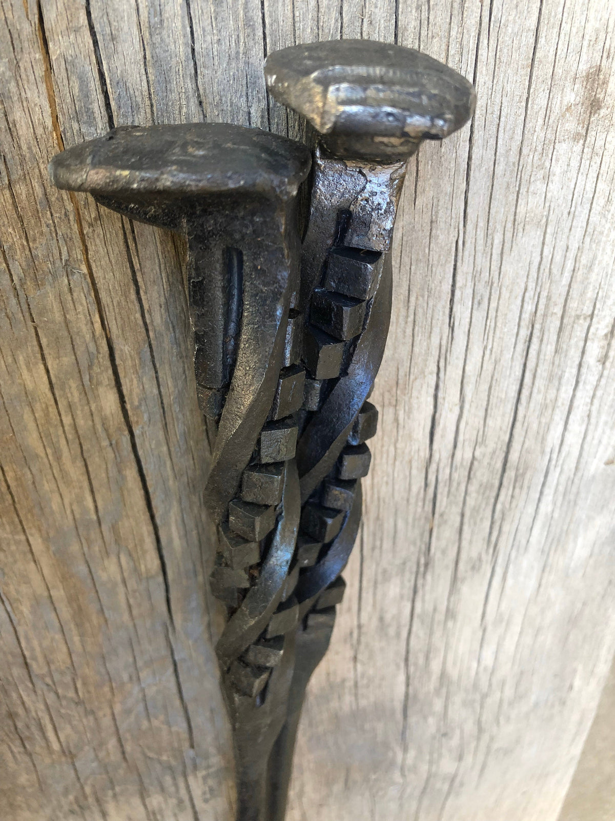 Fire Poker Hand Forged Iron Fire Pit Tool - Blacksmith -Railroad Spike Handle  - Bonfire - Handmade In USA