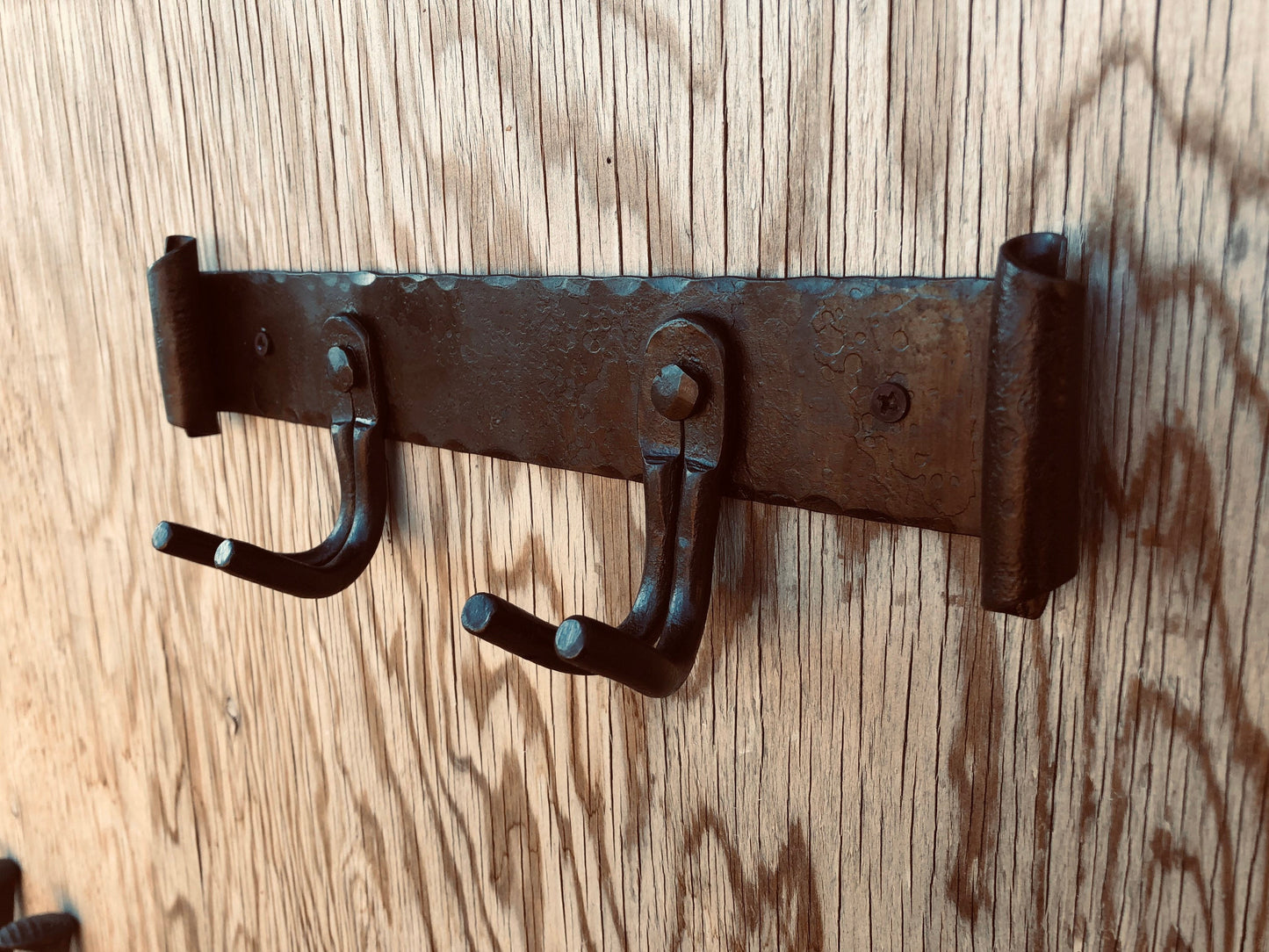 Metal Rack Hand Forged - Fireplace Tool Hanger - Kitchen  - Hooks - Hand Forged - Wall Mounted Hooks - Handmade In USA