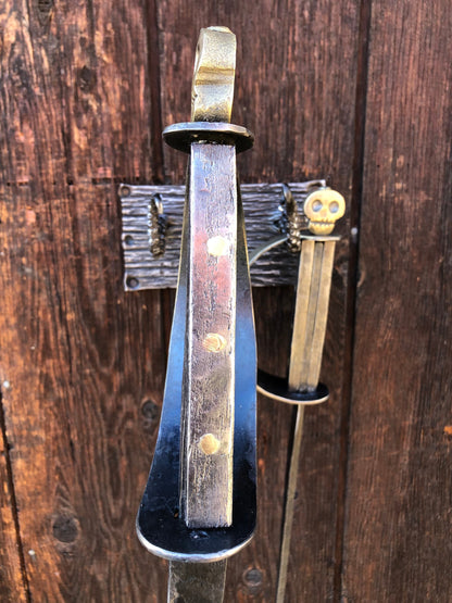 Fireplace Set Hand Forged Pirate Sword Style - Nautical Art - Wall Mounted - Handmade In USA