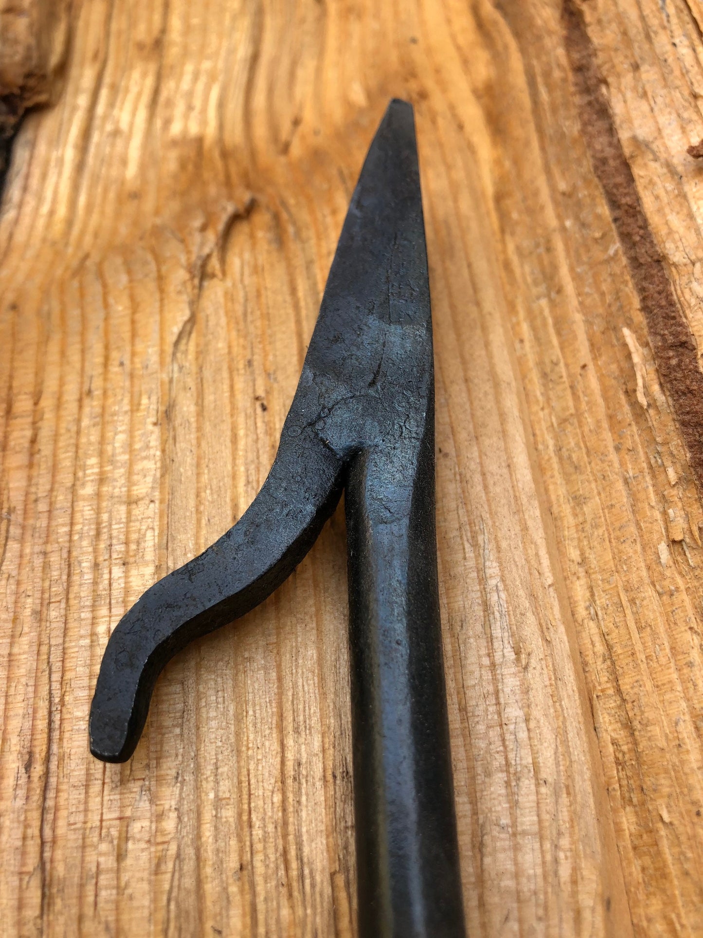 Fire Poker Hand Forged Iron Fire Pit Tool - Blacksmith -Railroad Spike Handle  - Bonfire - Handmade In USA