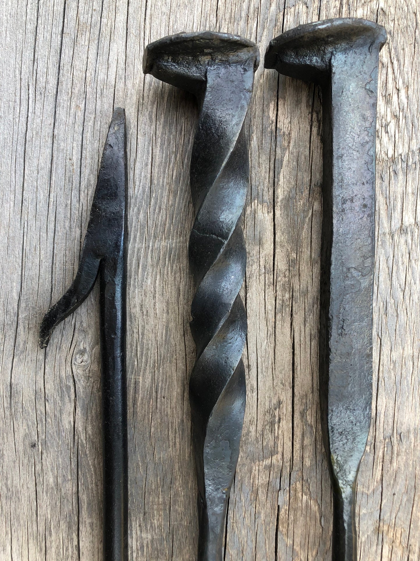 Fire Poker Hand Forged Iron Fire Pit Tool - Blacksmith -Railroad Spike Handle  - Bonfire - Handmade In USA