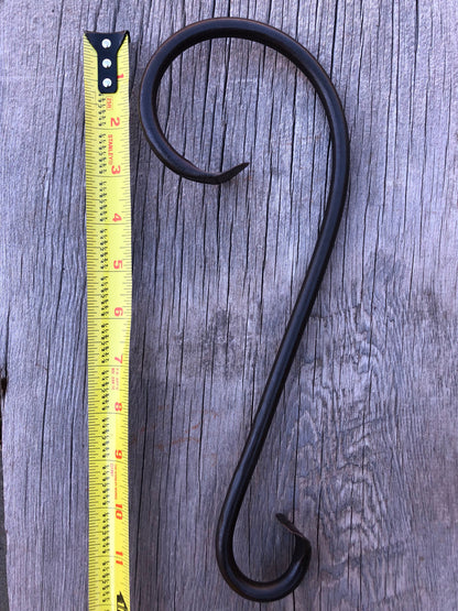 12" Christmas Stocking Hanger - Black Iron Mantle Hanger, Rustic Farmhouse Style