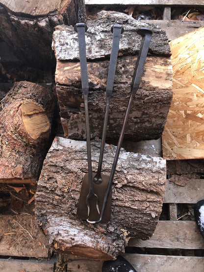 Barbecue Tool Set - Fork, Flipper, Spatula - Railroad Spike Fork, Flipper, and Spatula - Handmade in USA