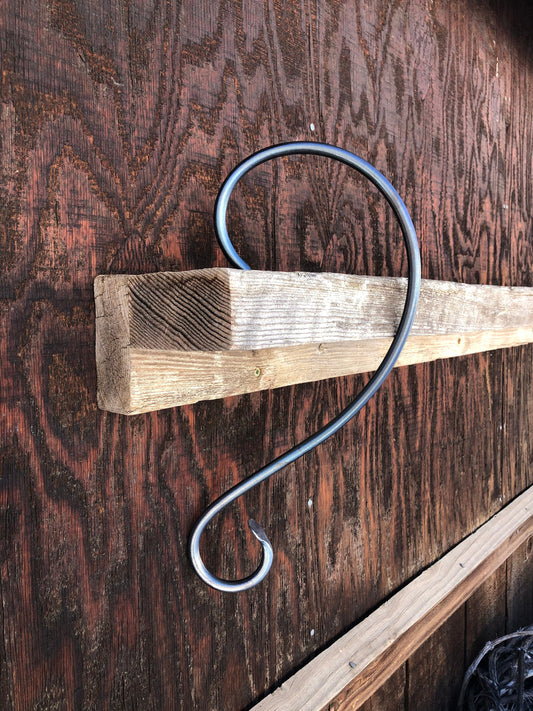 14" Christmas Stocking Hanger - Black Iron Mantle Hanger, Rustic Farmhouse Style