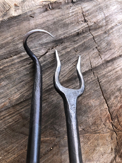 Barbecue Tool Set - Fork, Flipper, Spatula - Railroad Spike Fork, Flipper, and Spatula - Handmade in USA