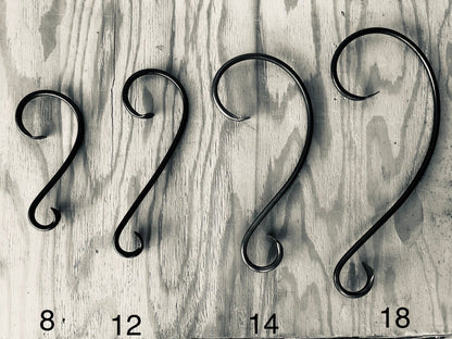 8" and 12" Christmas Family Stocking Holder Set - Black Iron Mantel Hanger, Rustic Farmhouse Style